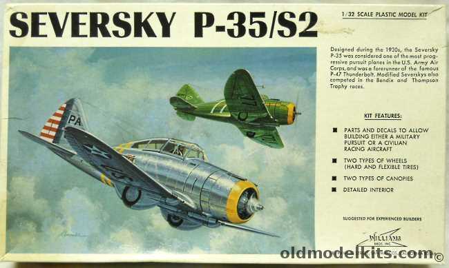 Williams Brothers 1/32 Seversky P-35 - Or SEV-S2 (S-2) - 27th Pursuit Sq 1st Pursuit Group Commander's or Lindberg's Aircraft, 32-135 plastic model kit